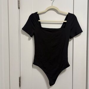 Artitza Black Square Neck Short Sleeve Bodysuit